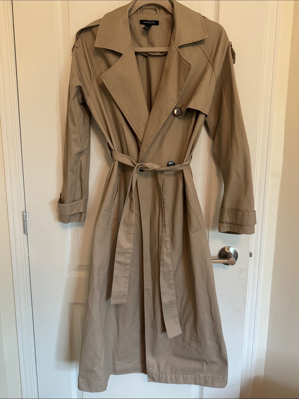 Worthington Taupe Trench Coat with Waist Tie